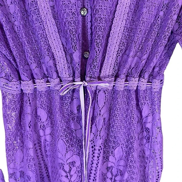 Colleen Lopez Purple Lace Long Sleeve Kimono Size Petite Medium Beach Summer - Picture 4 of 9